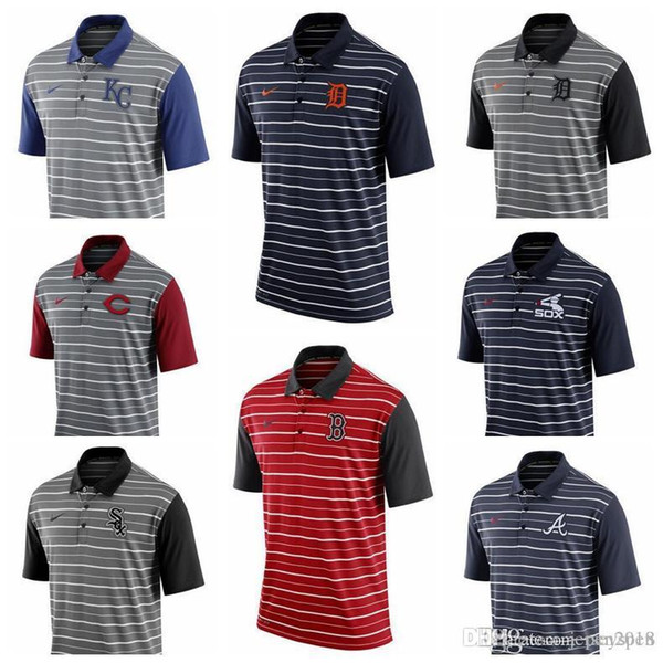 Atlanta Braves Kansas City Royals Boston Red Sox Chicago White Sox Cincinnati Reds Detroit Tigers Royal Stripe Polo Men's T-Shirt