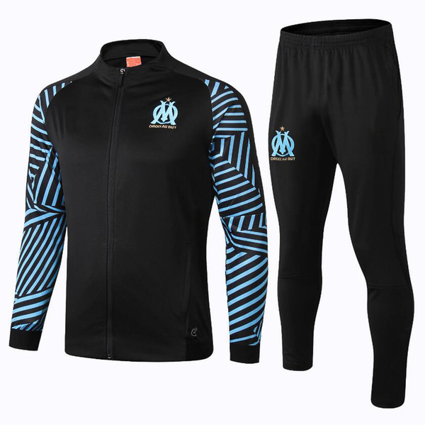 TOP FC Olympique de Marseille adult Soccer tracksuit set 2018 OM tracksuits 2019 PAYET Football Half zipper Football jacket Training suit