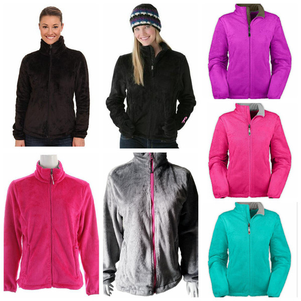 Women North Winter Fleece Jackets 9 Colors Stand Collar Zip Up Outwear Overcoat Outdoor Windproof Tops OOA6466