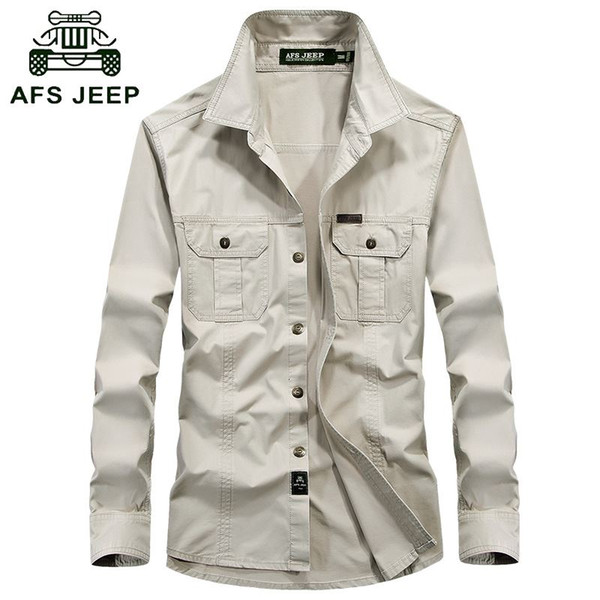 Men's Combat Shirt U.S Tactical Shirt AFS JEEP Breathable Long Sleeve Shirt Autumn Casual Army Dress Camisas M-5XL Men Shirts