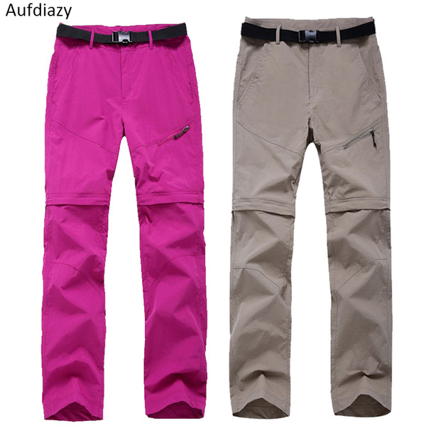 Aufdiazy Women Spring Summer Removable Quick Dry Hiking Pants Blue Sport Outdoor Trousers Female Fishing Trekking Pant 3XL JW006