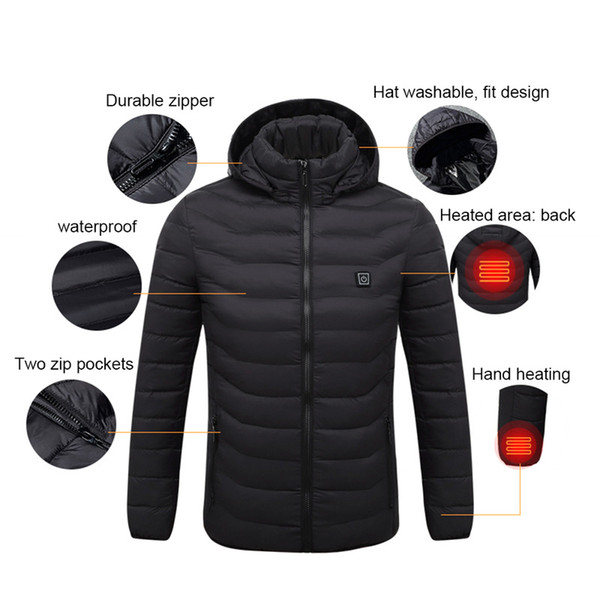 heating jacket winter smart USB electric heating constant temperature down jacket long sleeve hooded vest warm clothing