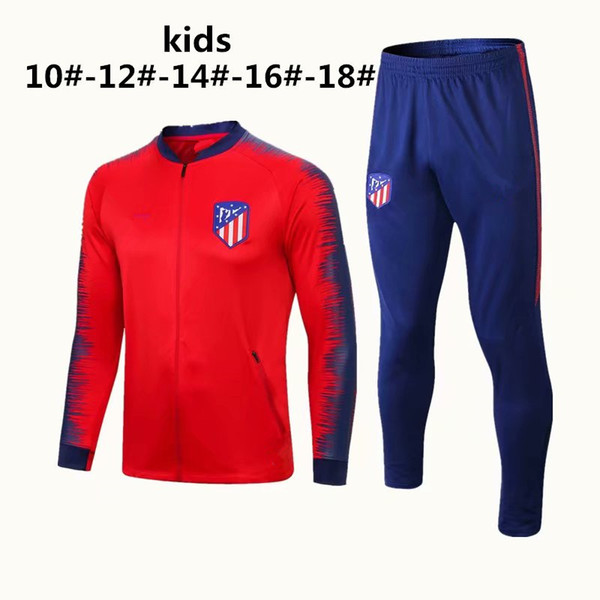 Top quality new Atletico Madrid children jacket Costa Hernandez 2018 2019 tracksuits soccer jersey Griezmann kids training suit chandal