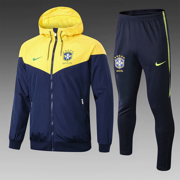 3 sets Free shipping DHL 18 19 Brazil jacket Hoodie 2018 2019 MARCELO soccer jersey COUTONHO tracksuits Brasil training suits sport pants