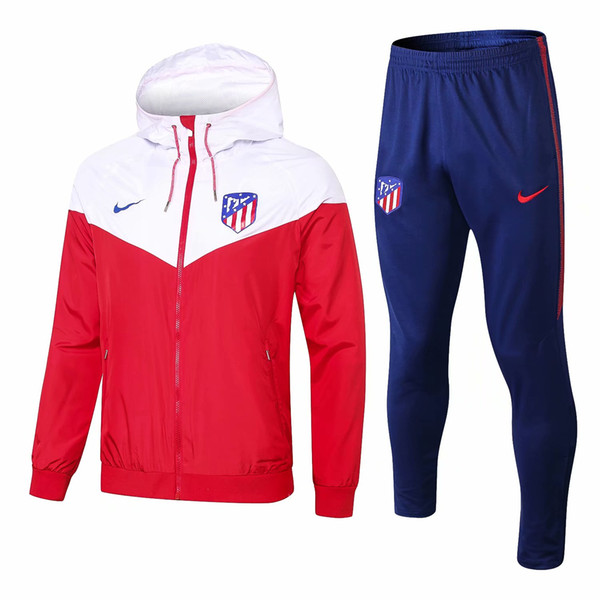 3 piece set free shipping to DHL 1819 high quality sportswear 19 new two-color stitching hooded jacket casual Atletico men's sports suit