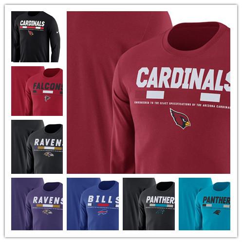 2019 hot spring Men's Panthers Bills Ravens Cardinals Falcons Legend Staff Performance Long Sleeve Round Collar T-Shirt