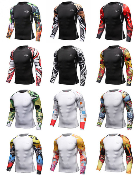 2018 Men Sports T-Shirt Long Sleeved Fitness Compression Yoga Sports Clothes Quick Drying Shirt Slim Skinny Free Shipping