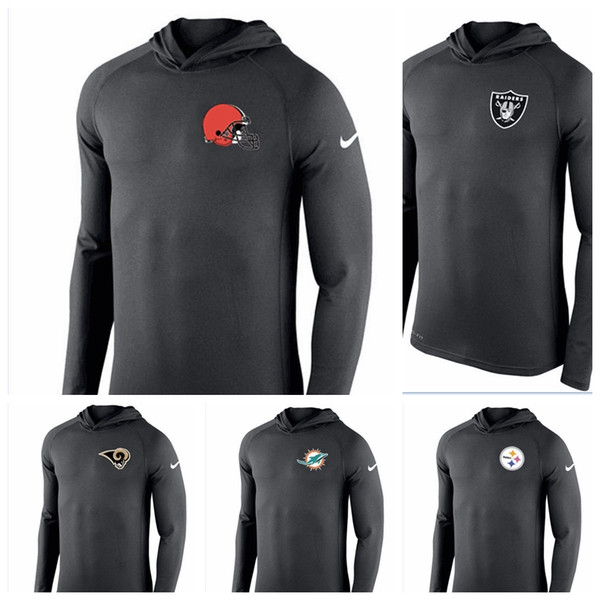 Raiders Oakland Los Angeles Rams Dolphins Miami Steelers Pittsburgh Browns Cleveland Blend Performance Hooded Long Sleeve T-Shirt