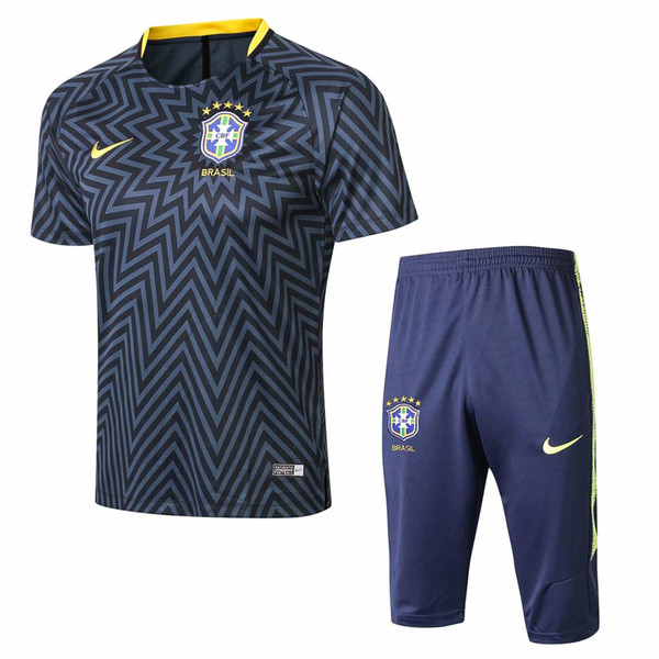 wholesale best quality new 18 19 season Brazi tracksuits 2019 Gesus soccer jersey Firmino Coutinho football short sleeve training suits