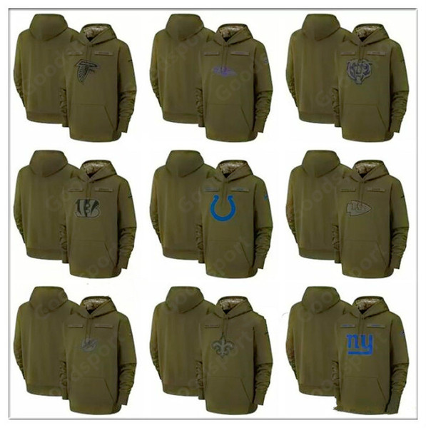 2019 NEW Salute To Service Men Atlanta Chicago Indianapolis Baltimore Cincinnati New Orleans Kansas City MIAMI NEW YORK Hoodies SR