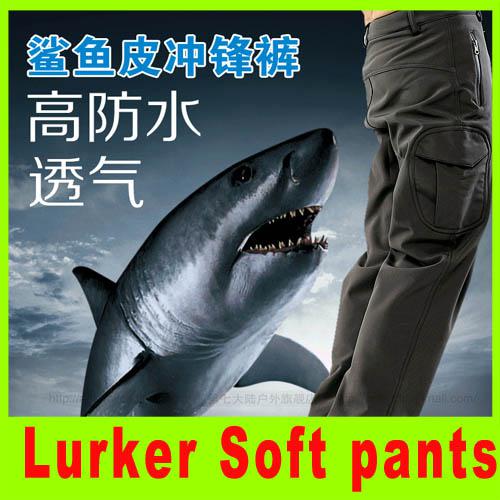 2014 Lurker Shark skin Soft pants camouflage pants 6 color high quality Waterproof Windproof Sports Army pants A292L