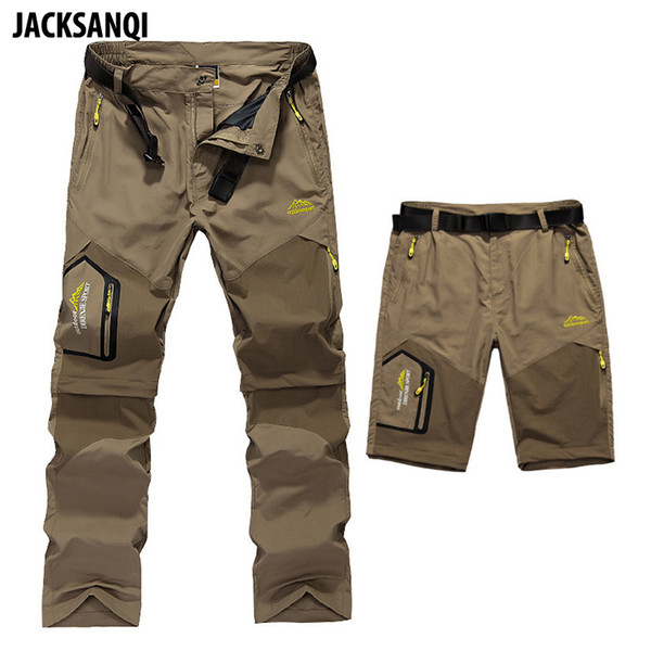 JACKSANQI 5XL Men's Summer Removable Quick Dry Hiking Pants Outdoor Male Breathable Shorts Men Camping Trekking Trousers RA100