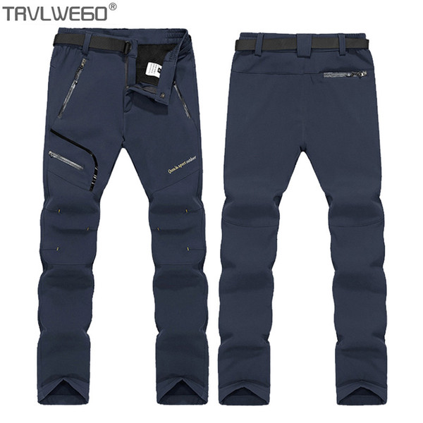 TRVLWEGO 6XL Men Winter Inner Fleece Softshell Hiking Pants Russian jumping Outdoor Sports Thermal Skiing Male Trousers