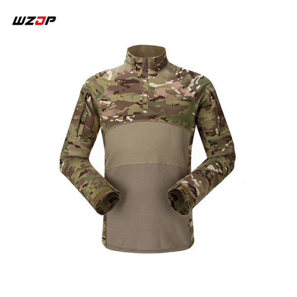 WZJP Outdoor Camouflage Army T-Shirt Men RU Soldiers Combat Tactical T Shirt Force Multicam Camo Long Sleeve Shirts