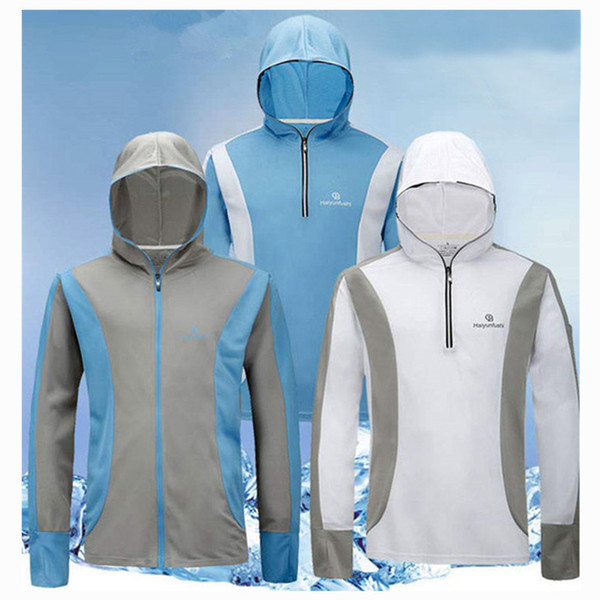 2018 Summer outdoor Anti UV fishing clothing Quality fabric Cool Breathable mens long-sleeved Anti mosquito Hooded fishing shirt