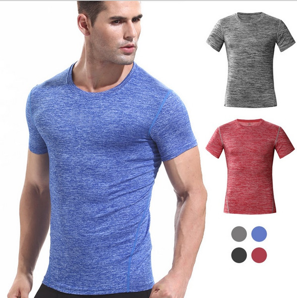 Pro Men Gym Sport T Shirt Quick Drying Compression Fitness Trainning Top Clothing Wear, free shipping