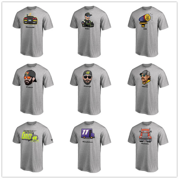 Racing Wear Alex Bowman Hamlin Daytonr Johnson Emoji 2018 NASCAR Cup Series Playoffs T-Shirt Gray short shirts Tee 3D printing brand logos