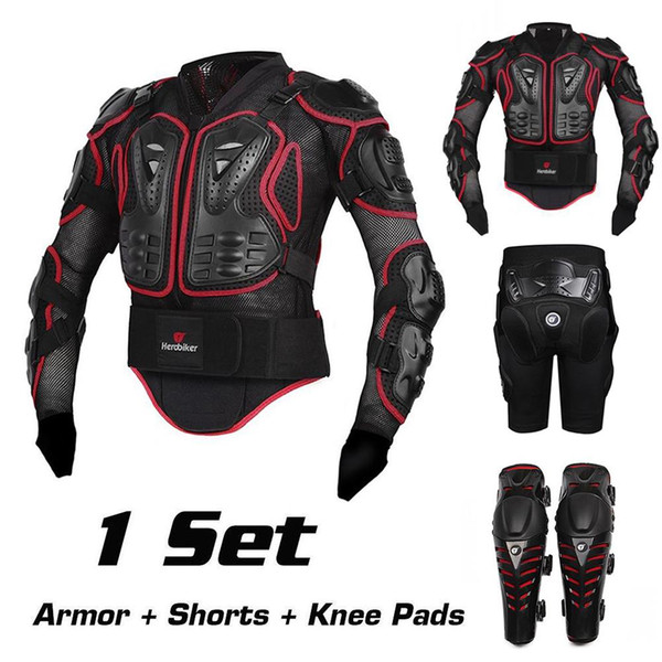 Motorcycle Motocross Off-Road Enduro ATV Racing Full Body Protective Gear Protector Armor Jacket + Hip Pads Shorts + Knee Pads 3PCS/1SETS