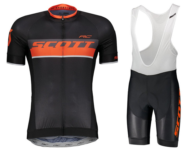 Men's Pro team Scott cycling kit black short sleeve Jersey and bib shorts sets Summer riding clothes ropa Ciclismo