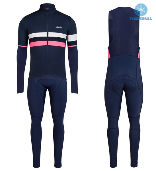 2018 New Rapha Brevet Winter Thermal Fleece Long Sleeves Cycling Jersey Set Clothing Bike Clothes Wear MTB Bicycle Maillot Ropa Ciclismo