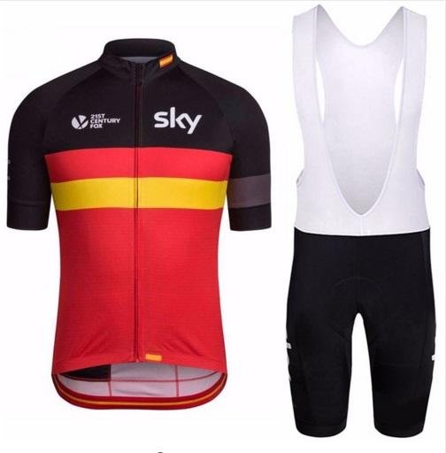 New Style Sky Cycling Jerseys Bib Gel Set Short Sleeve MTB Mountain Bike Clothing Road Bicycle Wear Breathable Maillot Culotte 9D Gel Pad