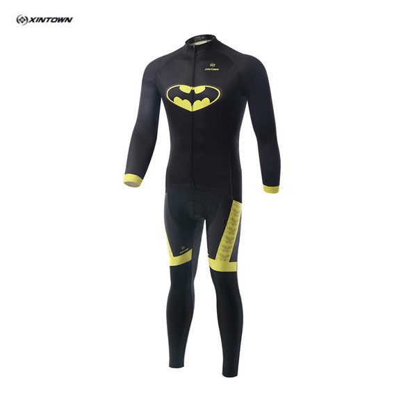 2016 Free shipping XINTOWN 3D Printing Batman Long Sleeves Cycling Jerseys Set Quick Dry Mtb Bike Clothes Shirt Long Pants Breathable Bib