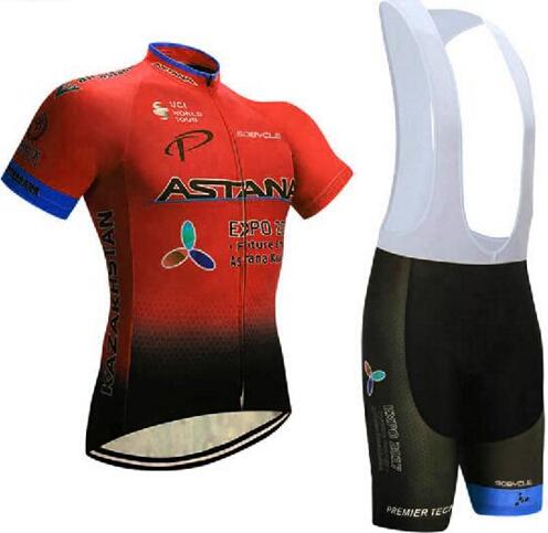 New Astana Cycling Jersey Bib Set Summer Short Sleeve Men MTB Cycling Wears 9D Gel Pad Bicycle Clothing Bib Shorts Bike Clothes Sets