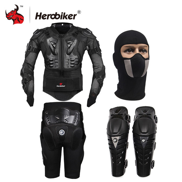 Herobiker Motorcycle Body Protection Motocross Racing Full Body Armor +Gears Short Pants +Motocycle Knee Pad Motorcycle Armor