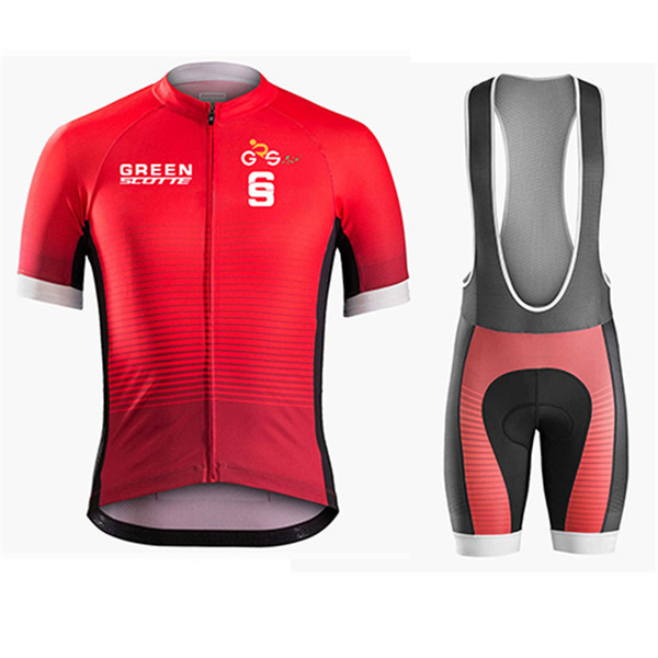 2019 New Green Scotte Summer Red Cycling Jersey Bib Set MTB Bicycle Clothes Wear Maillot Ropa Ciclismo Cycling Set