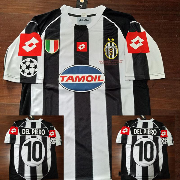 02 03 Italia Del Piero Nedved Trezeguet Davids Retro Vintage Jersey 02 03 Champion Final retro Classical Football Shirts Camiseta Maillot