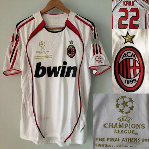 06 07 Retro Jersys AC Milan KAKA Maldini Inzaghi Pirlo Seedorf Gattuso Nesta 2006 AC Milan Ronaldo UCL Final Vintage Football Shirts