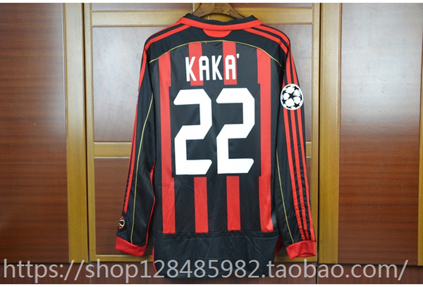 2006 2007 Kaka Nesta Retro rugby Jersey Long Sleeve Vintage 06 07 Pirlo Inzaghi Maldini retro Shirts Italia Calcio MAGLIA Camiseta