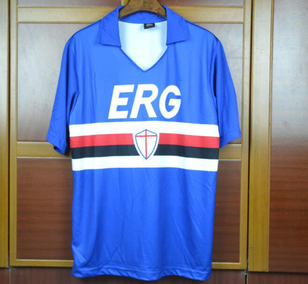 90 91 Sampdoria Mancini Retro rugby Jersey Short Sleeve Vintage 1990 1991 Villi rugby Shirts Italia Calcio MAGLIA Camiseta