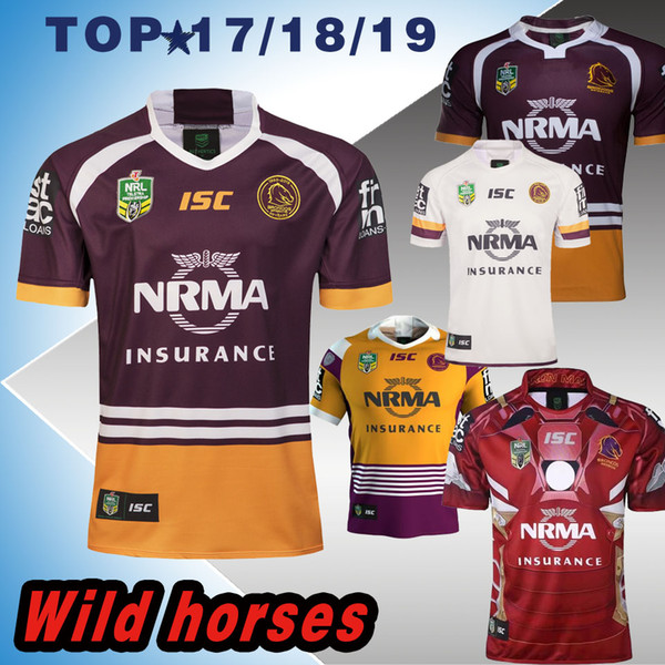 NRL National Rugby League Brisbane red new jersey 2018 High-temperature heat transfer printing 2018 19 Wild horses jersey Rugby Shirts s-3X