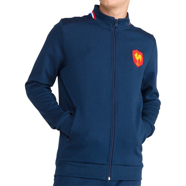 2019 XV DE FRANCE HOME RUGBY JERSEY 18/19 SWEAT PRESENTATION XV DE FRANCE France Rugby Maillot XV DE Jacket JERSEY size S-M-L-XL-3XL