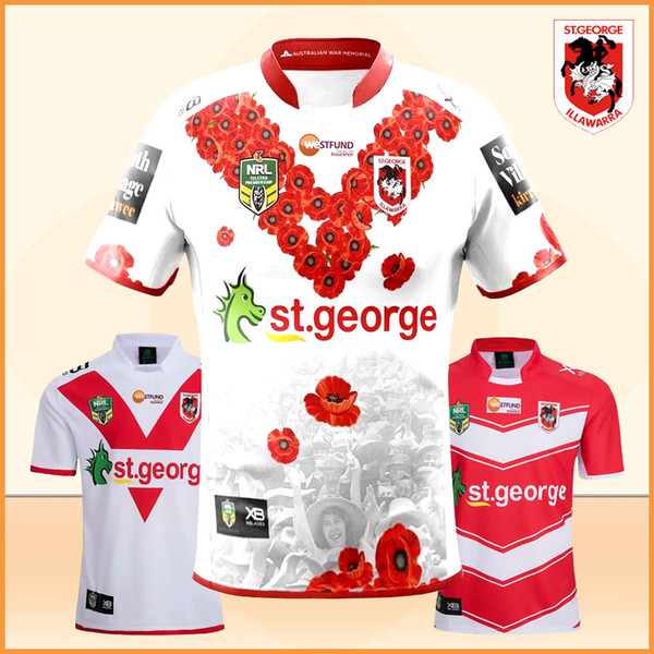 New 2018 St. George Illawarra Dragons Rugby Jersey 2019 NRL Home And Away Shirt National Rugby League Dragons Commemorative Edition Tops AAA