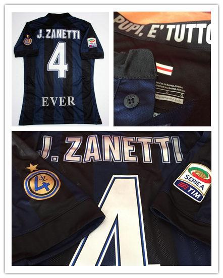 Serie A 13/14 JC4 EVER Zanetti retire Match Worn Player Issue Shirt Jersey Short sleeves shirts