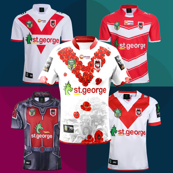 New St. George Illawarra Dragons Rugby Jerseys 2019 NRL Home and Away Shirt National Rugby League Dragons Limited Commemorative Edition Tops