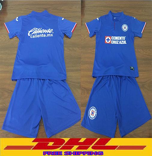 DHL free shipping 2019 2020 Mexico club Liga MX CDSC Cruz Azul Kids' Teens Soccer jersey home blue