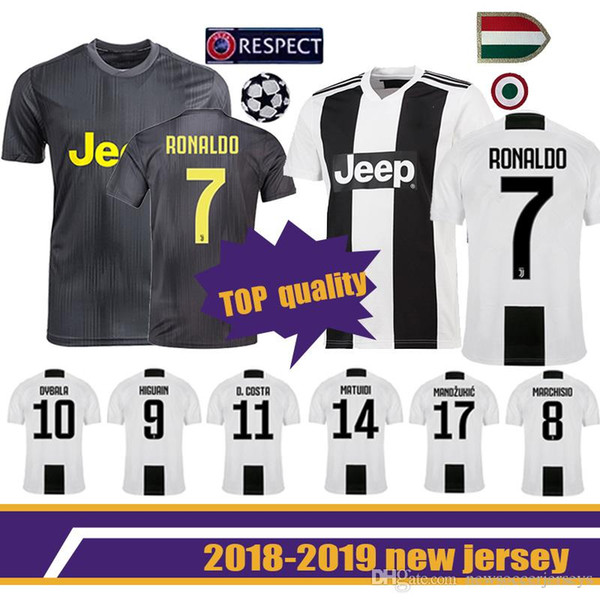 18/19 Best quality Juventus jersey 7 Ronaldo 9 Higuain 10 Dybala 11 Costa 17 Mandzukic 33 Bernardeschi soccer jersey