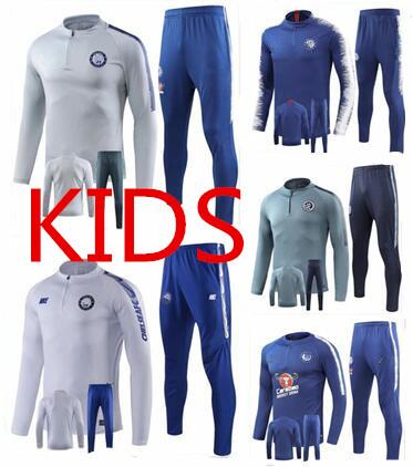 TOP quality 2019 HAZARD kids soccer training suit 19-20 kids long sleeve MORATA FABREGAS WILLIAN football training suit