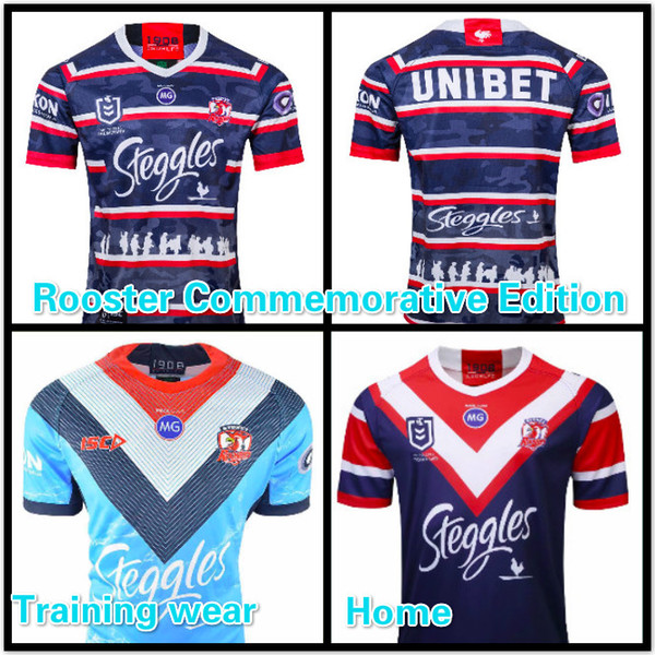 Top quality 2019 2020 NRL Super Rugby League Australian Rooster Home Commemorative Edition Rugby Jerseys training wear mens size: S-3XL