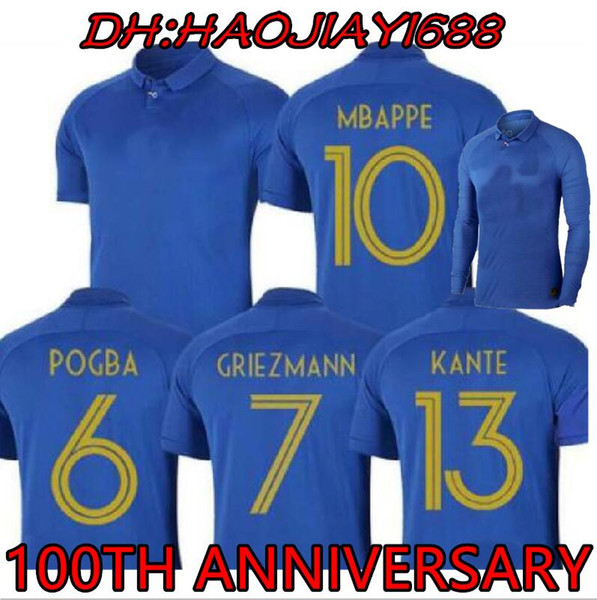 Special POGBA 100th Anniversary Edition soccer jersey HENRY GRIEZMANN KANTE PAVARD long sleeve mbappe ZIDANE football