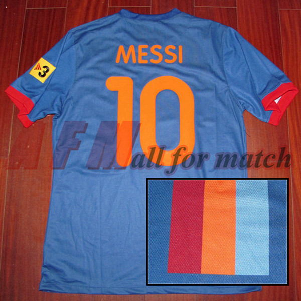 Rare Gamper Trophy 2009 Match Worn Player Issue S/S Messi Iniesta Ibrahimovic Football Rugby Custom Patches Sponsor