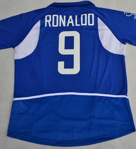 Retro jersey 2002 World cup Away blue shirt Ronaldo Jerseys shirt