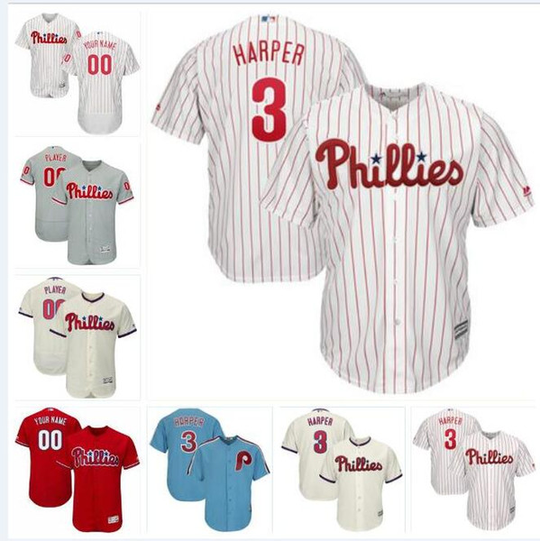 Philadelphia bryce harper phillies jersey baseball jerseys customized blank official cool flex base spring jersey Carlos Santana Cream 4xl