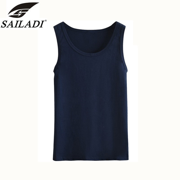 SAILADI luxurious Brand Men Running Jerseys Vests Cotton Breathable Sportwear Round Neck Fitness Training Sport Vests size XS-2XL S2208