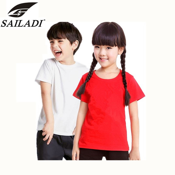 SAILADI Brand Children's Running Short Sleeve Cotton Breathable Boy girl Round Neck Training Kids Sport T-Shirts size XS-XL S2211