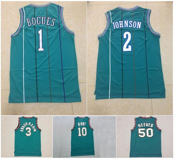 Mens High-Quality Vintage Shareef Abdur Rahim Jersey Reeves Green Mike Bibby Jersey #1 Tyrone Muggsy Bogues Larry #2 Johnson Jersey Stitched