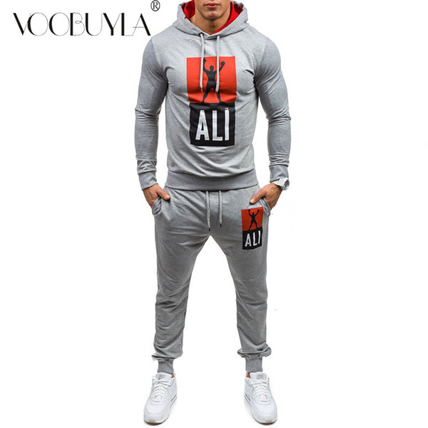 Voobuyla Autumn Men's Sportswear Running Set Sports Set Jogging Suits Clothes Tracksuit Sweatshirt+Pants Gym Traning Fitness